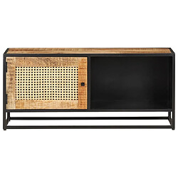 Avis Maison Chic Meuble TV scandinave - Banc TV pour salon 90x30x40 cm Bois de manguier brut et canne naturelle -MN93559