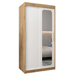 Abiks Meble Armoire PROMO T2 À Portes Coulissantes 200/100/62 2 Portes (Artisan/Blanc)