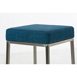 Acheter Decoshop26 Tabouret de bar rembourré revêtement tissu bleu avec repose-pieds acier inoxydable hauteur de l'assise 85 cm 10_0001224