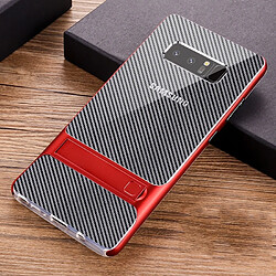 Wewoo Coque Pour Galaxy Note8 Texture en fibre de carbone TPU + PC avec support rouge