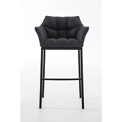 Decoshop26 Tabouret de bar avec repose-pieds et dossier en tissu gris foncé et pieds métal noir 10_0001174