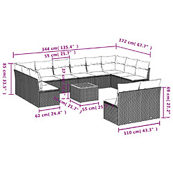 Acheter vidaXL Salon de jardin avec coussins 13 pcs gris résine tressée