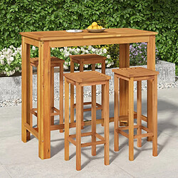 Maison Chic Table de bar et chaises d'extérieur 5 pcs,Ensemble de bar de jardin pour relax bois d'acacia solide -GKD255474