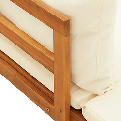 Acheter vidaXL Chaises longues et coussins blanc crème lot de 2 bois d'acacia