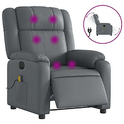 Maison Chic Fauteuil Relax pour salon, Fauteuil de massage inclinable électrique gris similicuir -GKD52401