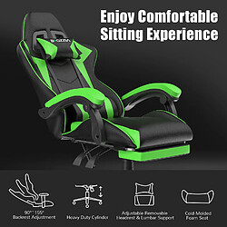 RATTANTREE Chaise de Gaming avec Repose-Pied, siège gaming, fauteuil gaming, Dossier Inclinable à 155, chaise bureau gaming avec appuie-tête, Noir Grena pas cher