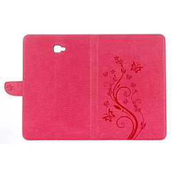 Wewoo Housse Étui Magenta pour Samsung Galaxy Tab A 10.1 2016 / P580 Papillons Amour Fleurs Gaufrage Horizontal en cuir Flip avec support & Slots de cartes Portefeuille pas cher