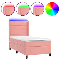 vidaXL Sommier à lattes de lit matelas et LED Rose 100x200 cm Velours