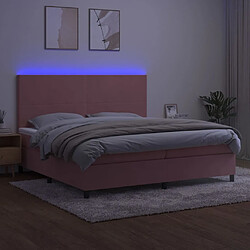 Acheter Sommier à lattes,Cadre à lattes de lit pour Adulte et matelas LED Rose 200x200 cm Velours -MN33969