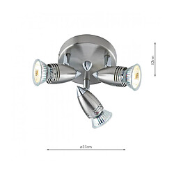 Luminaire Center Plafonnier Spot Gemini Chrome satiné 3 ampoules 12cm