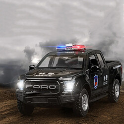 Universal 1: 32 Simulation Alliage Police Jouet Voiture Modèle Pick-up Métal Jouet Moulé Sous Pression avec Lumière Acoustique Remonter la Voiture Jouet Cadeau pour Enfants |(Le noir)