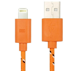 Avis Wewoo Câble Orange pour iPhone X / 8 & 8 Plus / 7 & 7 Plus / 6 & 6s & 6 Plus & 6s Plus / iPad de recharge de transfert de données de de 1 m Nylon de style de la prise USB 8,