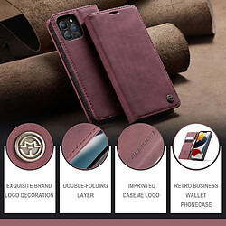 Caseme Etui en PU + TPU antichoc avec support couleur rouge pour votre Apple iPhone 13 Pro 6.1 pouces