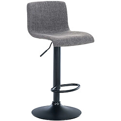 Decoshop26 Tabouret de bar x1 avec repose-pieds pivotant dossier incurvé en tissu gris clair et métal noir 10_0004962