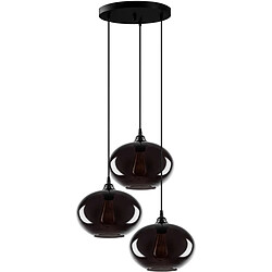 Hanah Home Suspension en verre fumé 3 abat-jour Smoke Modèle 2.