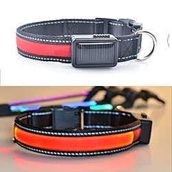 Wewoo Collier de lumière LED de charge pour animal de compagnie, solaire, moyen et grand, pour animaux de compagnie, taille du tour de cou: S, 35-40cm (rouge)