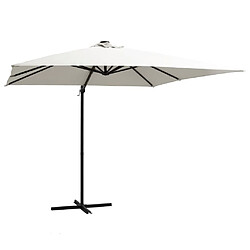 Maison Chic Parasol Jardin | Parasol déporté avec LED et mat en acier 250x250 cm Sable - GKD71766