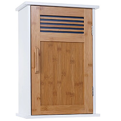 Mendler Armoire suspendue de salle de bains HWC-A85, meuble de salle de bains, bambou, 52x35x21 cm blanc