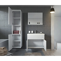 Avis Auco Meuble de salle de bain Montreal 60 cm lavabo Blanc brillant - Armoire de rangement Meuble lavabo evier Meubles