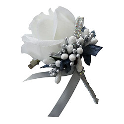 Stimulation Broche Fleur Rose Épingle De Corsage Mariage Blanc et Gris Argent