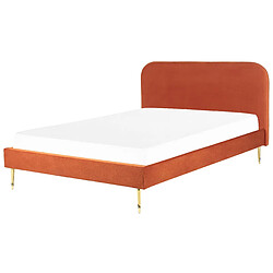 Beliani Lit double en velours orange 180 x 200 cm FLAYAT