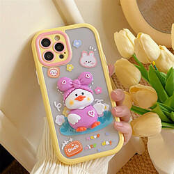 GUPBOO Étui pour iPhone13 Canard mignon en trois dimensions mignon coque de téléphone portable arc femelle