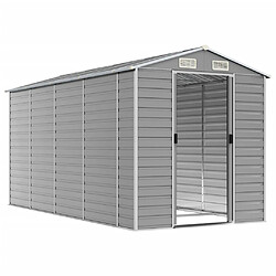 Helloshop26 Abri de jardin cabane cabanon maison de stockage remise extérieur hangar outils robuste clair 191 x 385 x 198 cm acier galvanisé gris 02_0022244