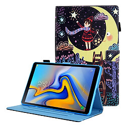 Etui en PU texture croisée avec support et porte-carte fille et lune pour votre Samsung Galaxy Tab A8 10.5 2021 SM-X200/X205