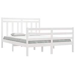 Avis Maison Chic Lit Moderne Chambre - Cadre/structure de lit pour adulte Blanc Bois massif 135x190 cm Double -MN55498