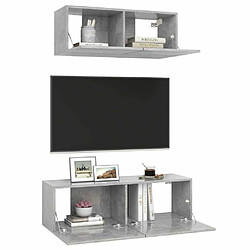 Avis Maison Chic Ensemble de meubles TV 2 pcs | Banc TV Moderne pour salon | Meuble de Rangement - Gris béton Aggloméré -MN98873