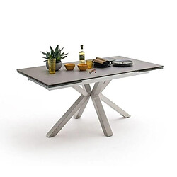 Avis Pegane Table à manger extensible en céramique anthracite et acier brossé - L.160-240 x H.76 x P.90 cm