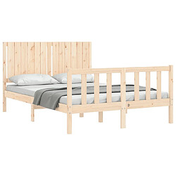 Acheter Maison Chic Cadre/structure de lit avec tête de lit pour adulte - Lit Moderne Chambre 140x190 cm bois massif -MN41708