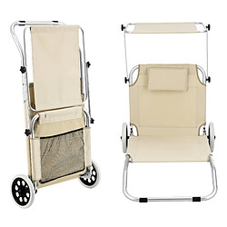 Avis Helloshop26 Transat bain de soleil à roulettes aluminium polyester argenté mat beige 03_0006420