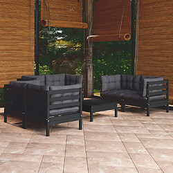 vidaXL Salon de jardin 7 pcs avec coussins bois de pin massif