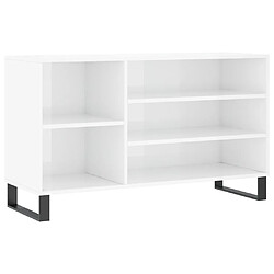 Maison Chic Armoire à chaussure,Meuble à Chaussures Blanc brillant 102x36x60 cm Bois ingénierie -MN22040