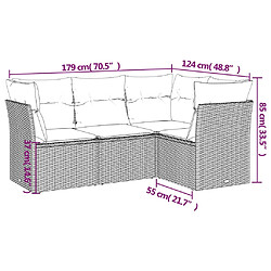 Avis Maison Chic Salon de jardin 4 pcs avec coussins | Ensemble de Table et chaises | Mobilier d'Extérieur gris résine tressée -GKD92249