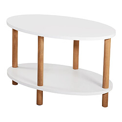 Helloshop26 Table basse ovale 43 x 70 x 44 cm blanc 03_0008835