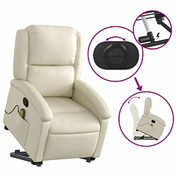 Maison Chic Fauteuil Relax pour salon, Fauteuil inclinable de massage Crème Similicuir -GKD64066 pas cher