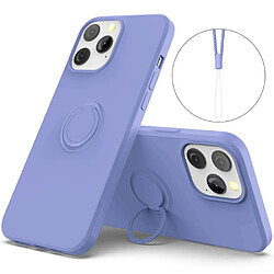 Coque en silicone facile à nettoyer avec béquille réglable et sangle violet pour votre Apple iPhone 13 Pro 6.1 pouces