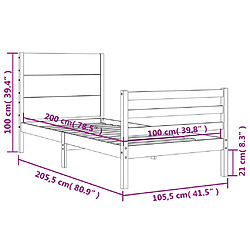 vidaXL Cadre de lit sans matelas 100x200 cm bois massif pas cher