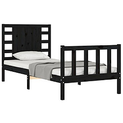 Acheter Maison Chic Lit adulte - Cadre Structure de lit avec tête de lit Contemporain noir 90x200 cm bois massif -MN12742