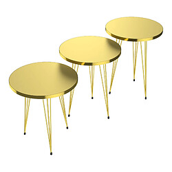 Helloshop26 Set de 3 tables d'appoint rondes gigognes or 03_0008413