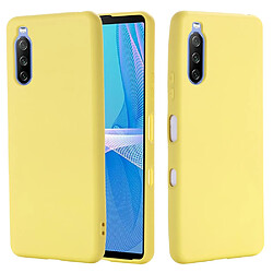 Coque en silicone Liquide bien protégé de couleur unie avec sangle jaune pour votre Sony Xperia 10 III