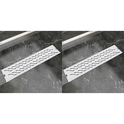 vidaXL Drain de douche linéaire 2pcs Vague 530x140 mm Acier inoxydable