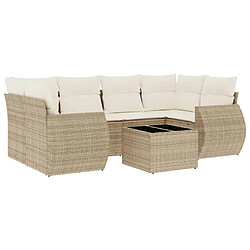 vidaXL Salon de jardin avec coussins 7 pcs beige résine tressée