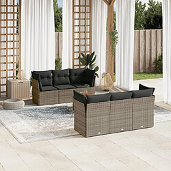 Maison Chic Salon de jardin avec coussins 7 pcs | Ensemble de Table et chaises | Mobilier d'Extérieur gris résine tressée -GKD91849