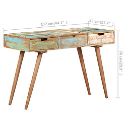 vidaXL Coiffeuse avec miroir 112x45x76 cm Bois massif de récupération pas cher