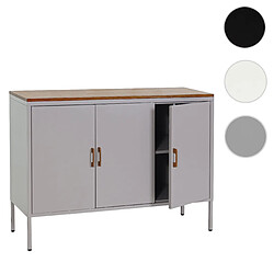 Mendler Commode HWC-L84, Buffet armoire, 3 portes métal 90x120x40cm, mélaminé ~ gris