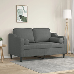 Maison Chic Canapé 2 places avec oreillers,Sofa de Salon,Canapé droit gris foncé 120 cm tissu -GKD252872