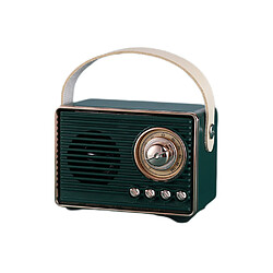 General Haut-parleur stéréo Bluetooth portable rétro, haut-parleur vintage rétro sans fil amélioré avec fente pour carte TF, jolis accessoires de style ancien, esthétiques pour les chambres, le bureau, la maison (vert foncé)